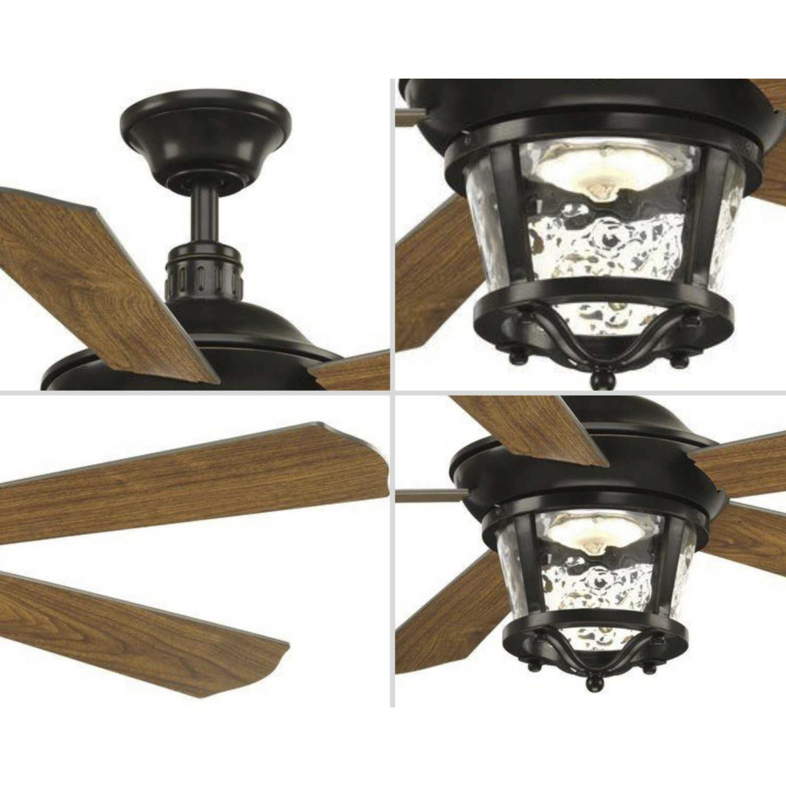 Smyrna 52 inch Antique Bronze with Walnut Blades Indoor/Outdoor Ceiling Fan, Progress LED