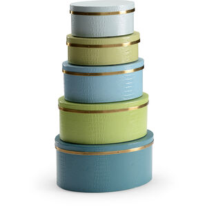Wildwood 11 inch Teal Oval Boxes, Set of 5