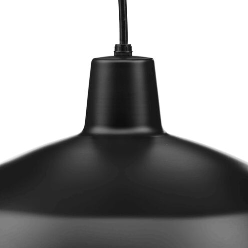 Metal Shade 1 Light Matte Black Pendant Ceiling Light in Standard