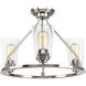 Debut 3 Light 20 inch Brushed Nickel Semi-Flush Mount Convertible Ceiling Light, Design Series