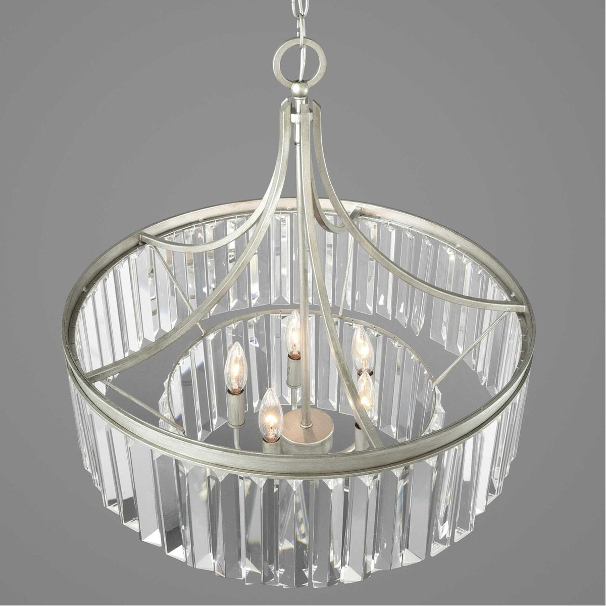 Glimmer 5 Light Silver Ridge Pendant Ceiling Light, Design Series