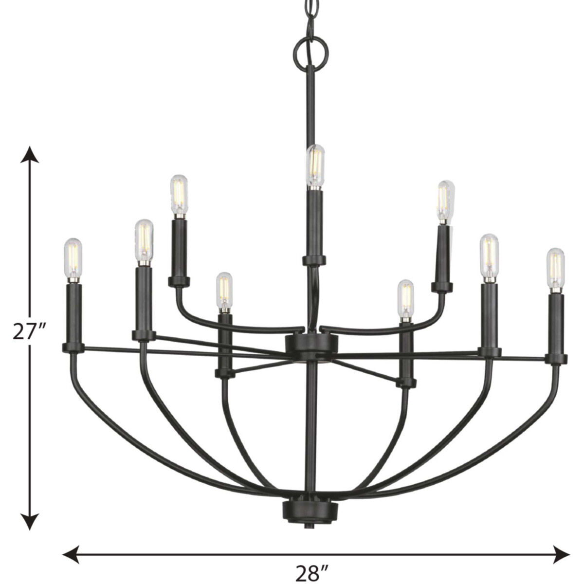 Leyden 9 Light 28 inch Matte Black Chandelier Ceiling Light