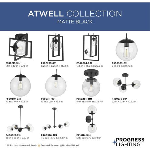 Atwell 2 Light 6.75 inch Matte Black Wall Sconce Wall Light
