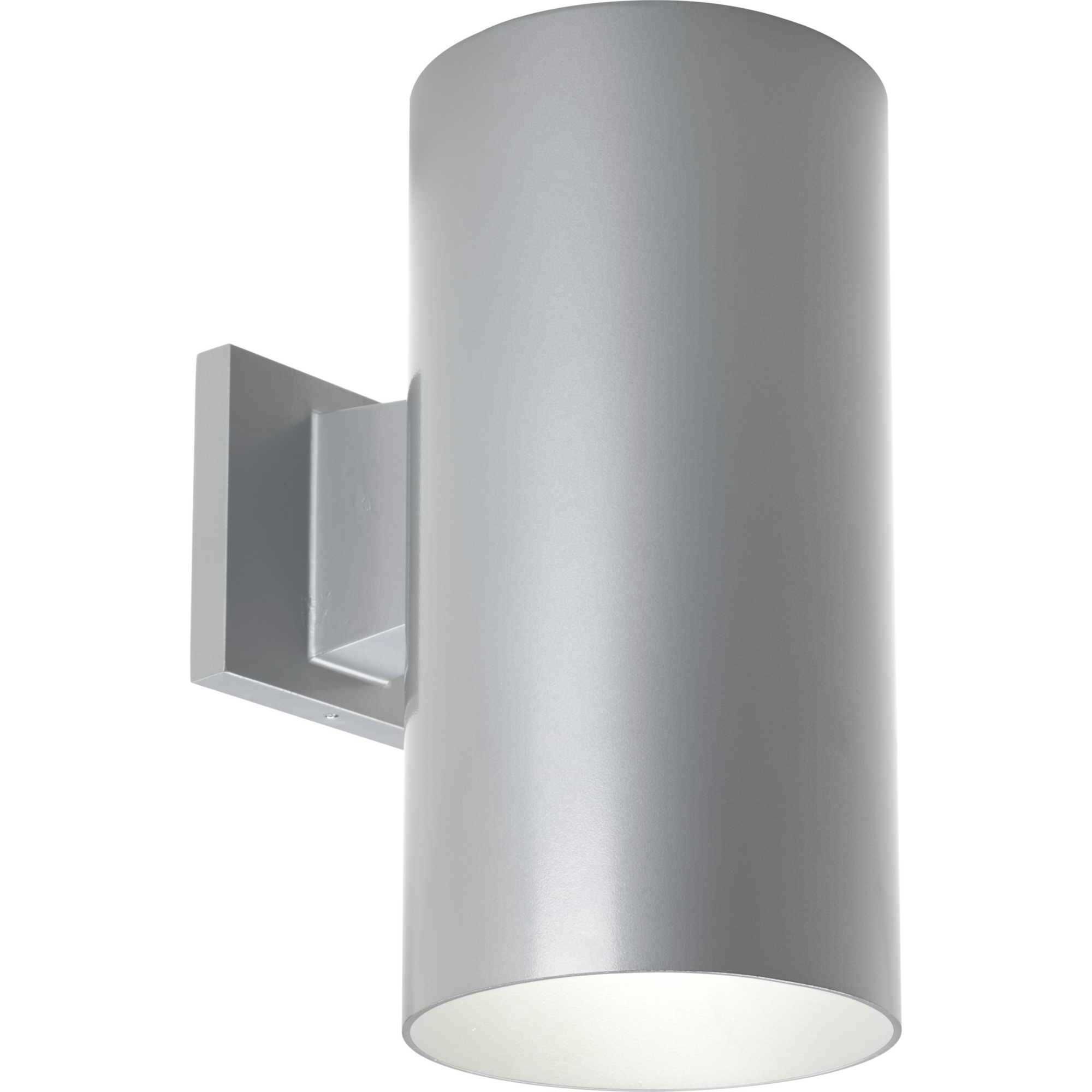 Cylinder Outdoor Wall Cylinder in Metallic Grey, LED Lamping, Progress LED