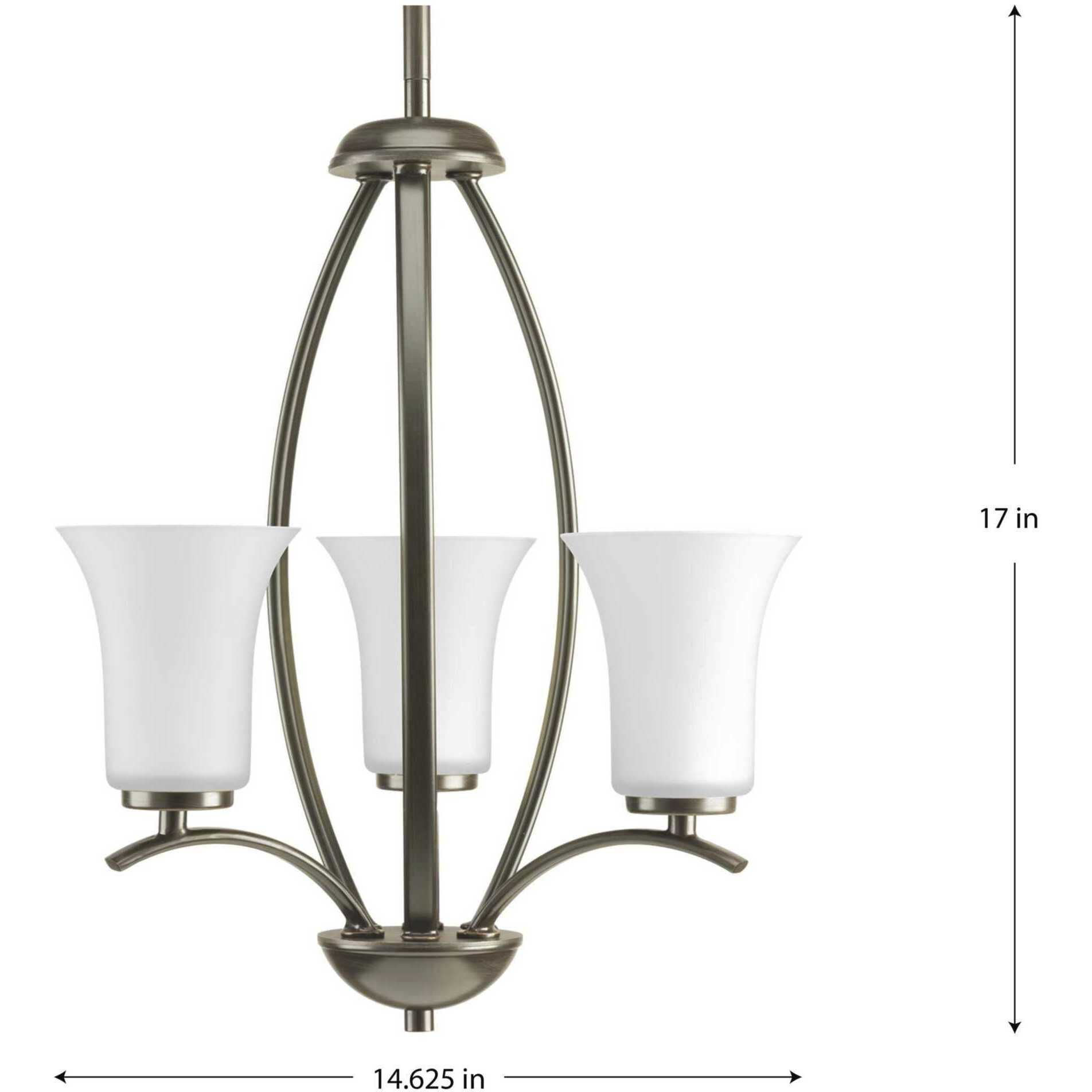 Joy 3 Light 14.63 inch Antique Bronze Foyer Chandelier Ceiling Light