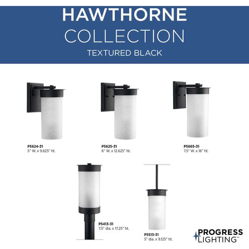Hawthorne 1 Light 16 inch Textured Black Outdoor Wall Lantern, Large