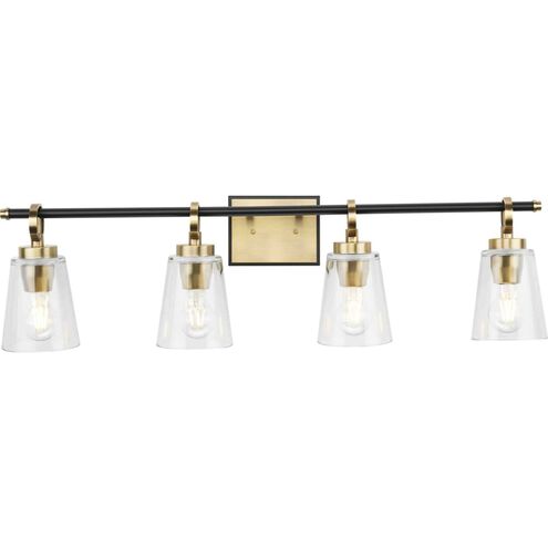 Cassell 4 Light 33.87 inch Vintage Brass Bathroom Vanity Light Wall Light