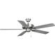 AirPro 52 inch Brushed Nickel with Silver/Grey Weathered Wood Blades Ceiling Fan