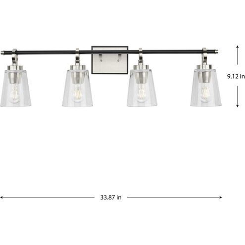 Cassell 4 Light 33.87 inch Brushed Nickel Bathroom Vanity Light Wall Light