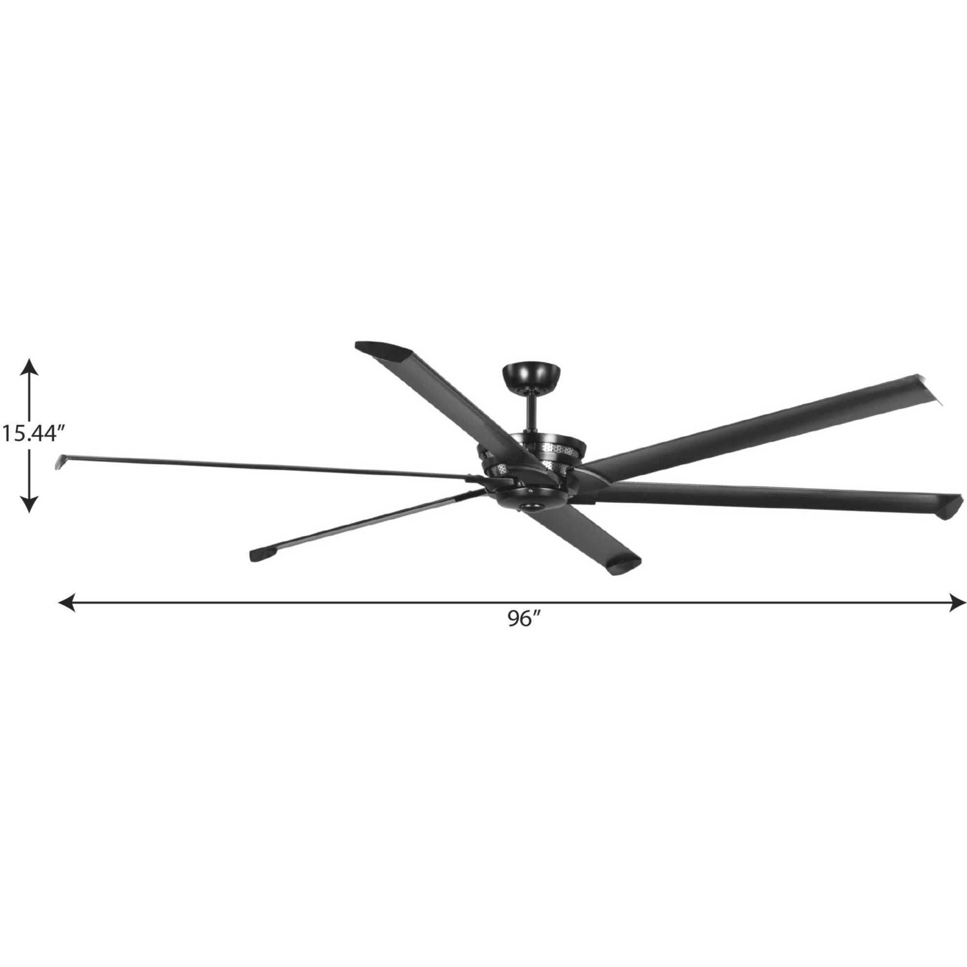 Huff 96 inch Black with Matte Black Blades Ceiling Fan