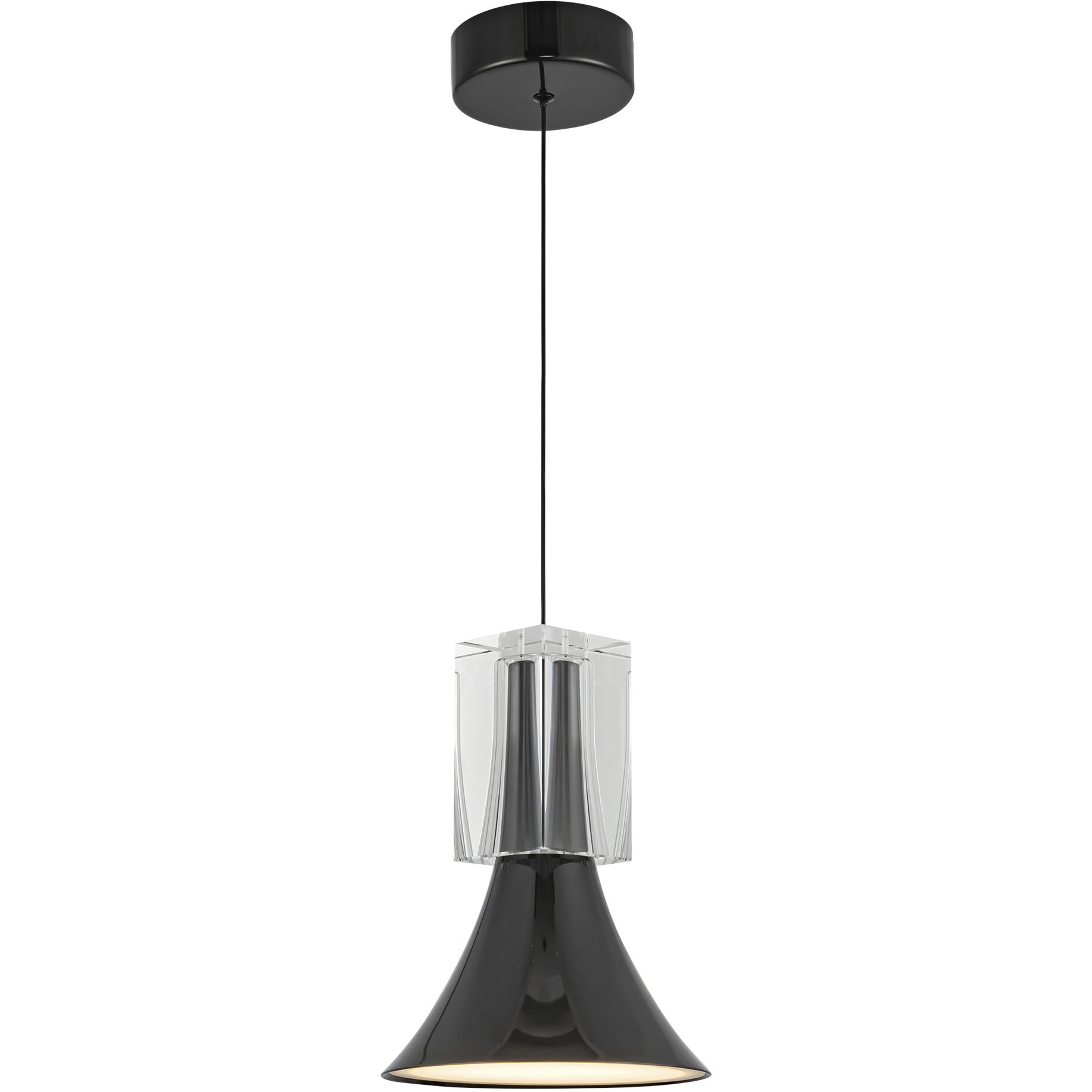Floe LED 8 inch Glossy Black/Clear Crystal Pendant Ceiling Light