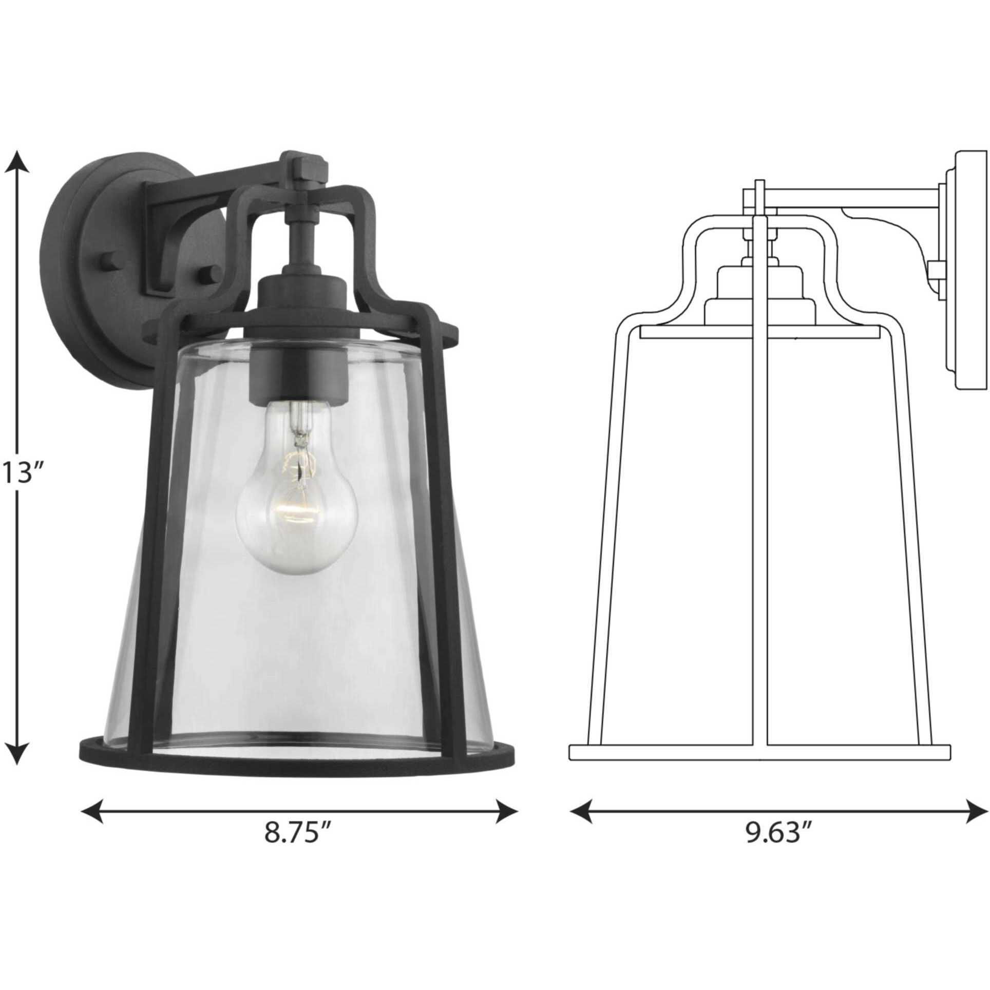 Benton Harbor 1 Light 13 inch Textured Black Outdoor Wall Lantern, with DURASHIELD, Large