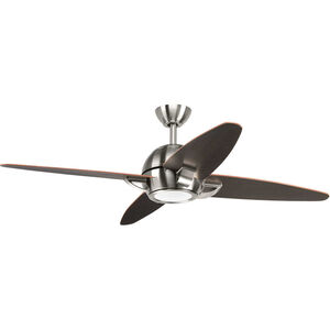 Soar 54 inch Brushed Nickel with Black Blades Ceiling Fan, Progress LED
