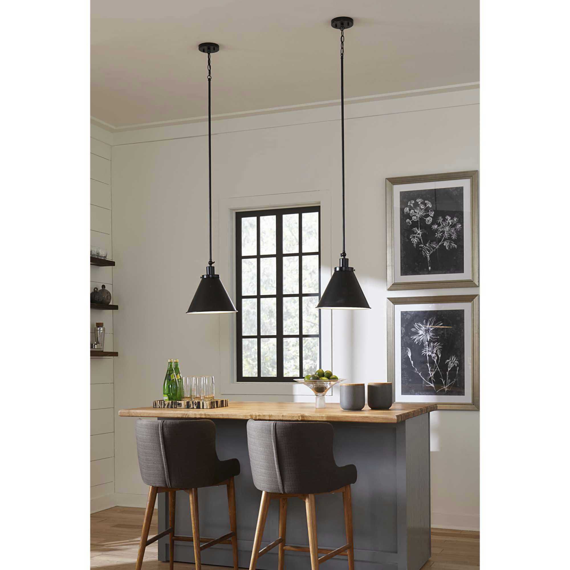 Progress P500325-031 Hinton 1 Light 12 inch Matte Black Pendant