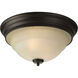 Torino 2 Light 15 inch Forged Bronze Flush Mount Ceiling Light in Tea-Stained