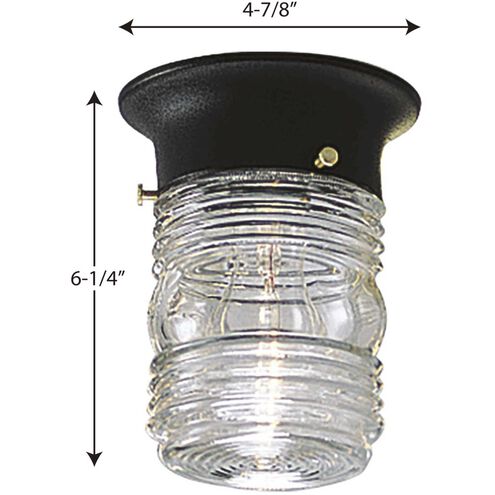 Utility Lantern 1 Light 4.88 inch Textured Black Outdoor Flush Mount