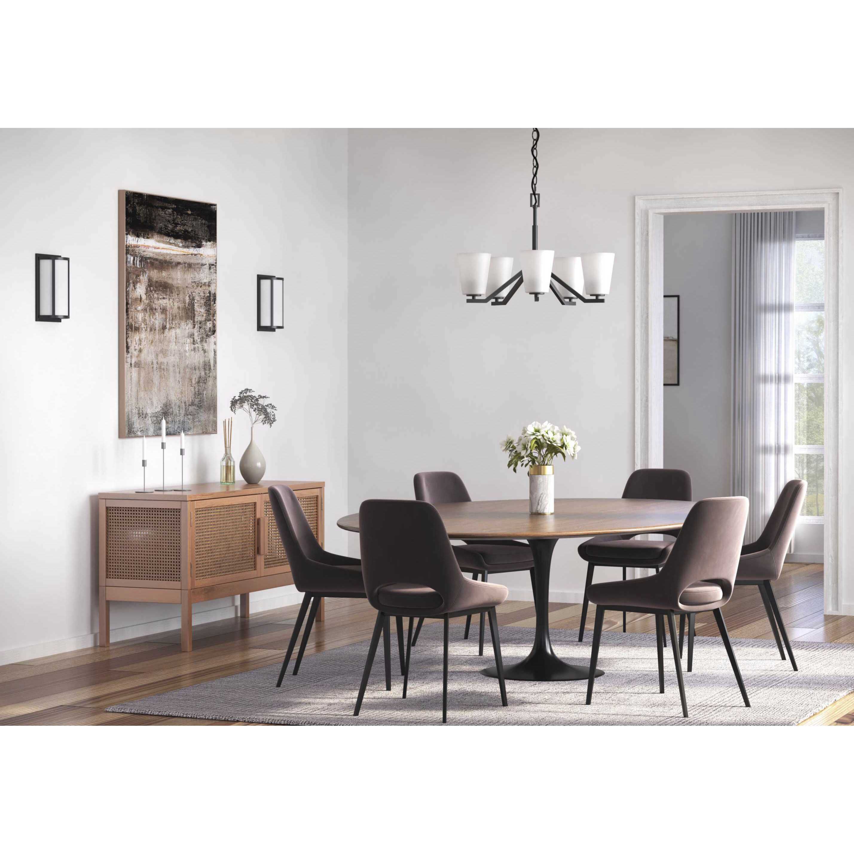 Vertex 5 Light 22.5 inch Matte Black Chandelier Ceiling Light