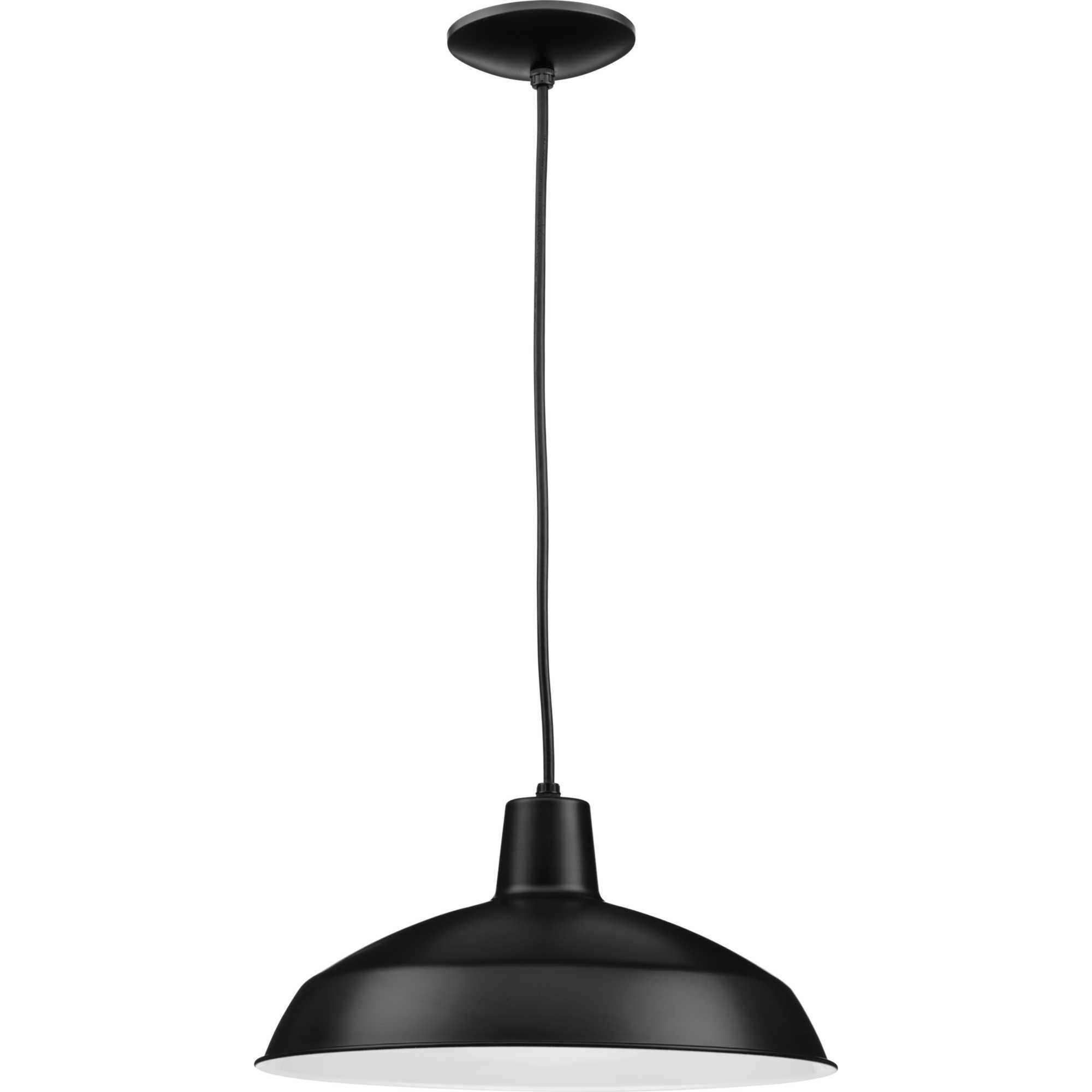 Metal Shade 1 Light Matte Black Pendant Ceiling Light in Standard