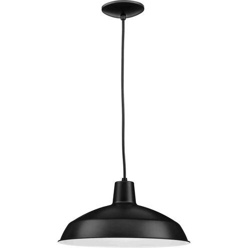 Metal Shade 1 Light Matte Black Pendant Ceiling Light in Standard