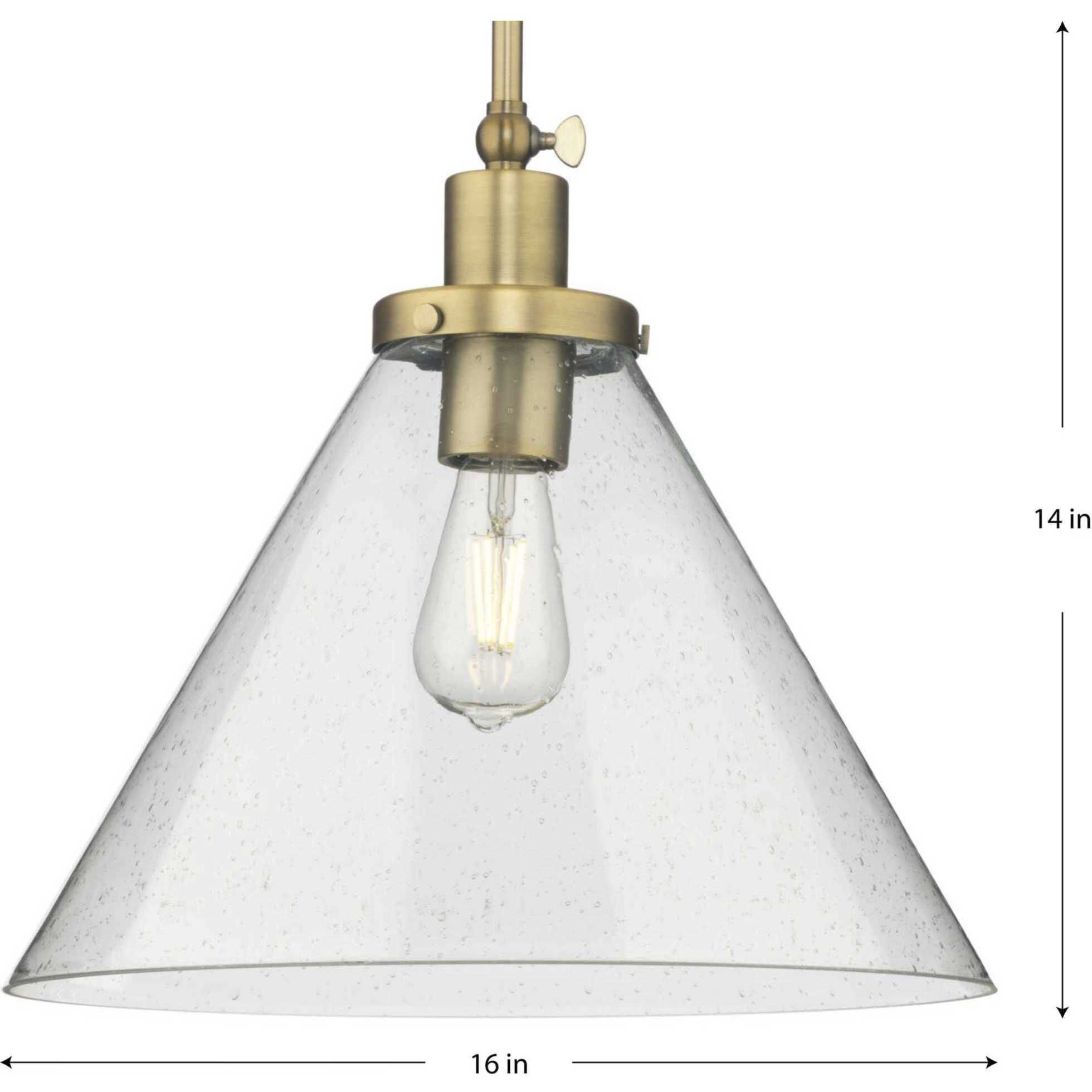 Hinton 1 Light 16 inch Vintage Brass Pendant Ceiling Light