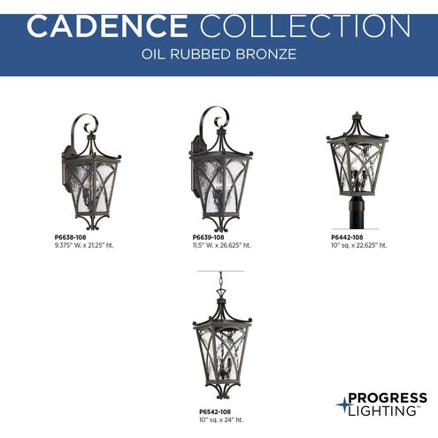 Cadence 3 Light 23 inch Oil Rubbed Bronze Outdoor Post Lantern, Design Series