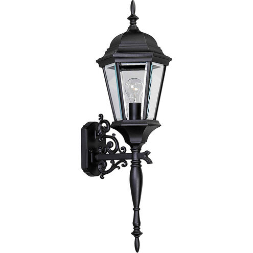 Welbourne 1 Light 31 inch Textured Black Outdoor Wall Lantern in Clear Beveled, Standard, Large