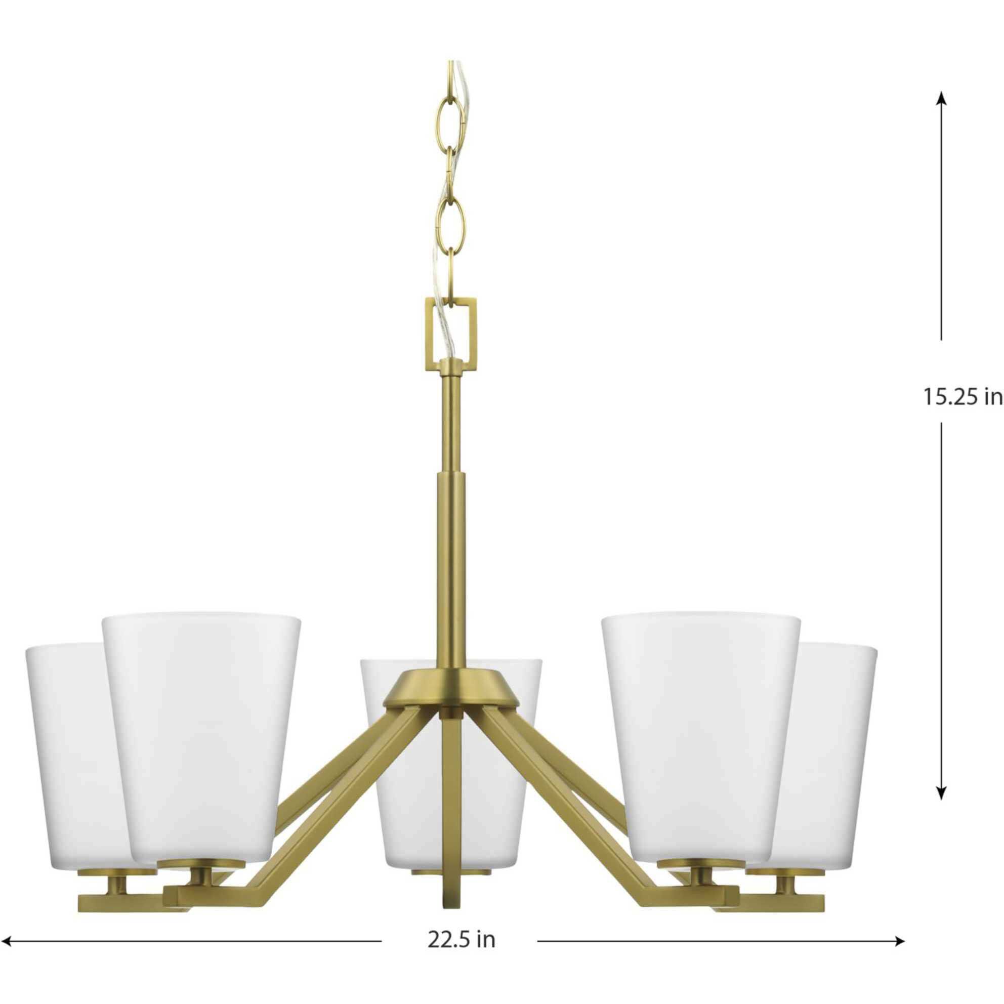 Vertex 5 Light 22.5 inch Brushed Gold Chandelier Ceiling Light