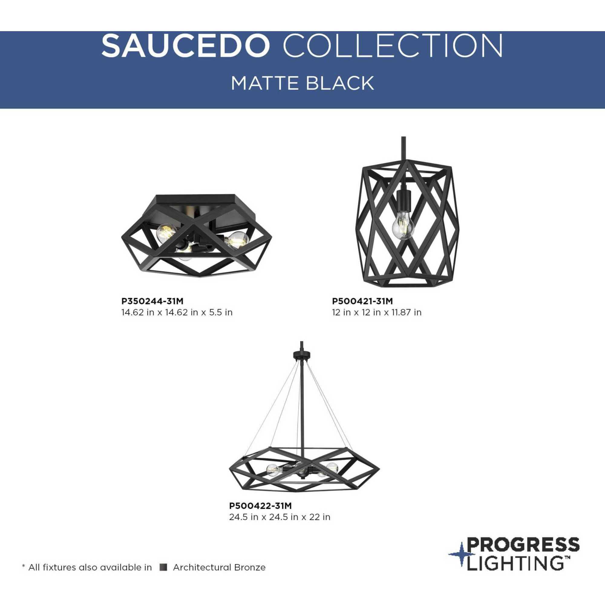 Saucedo 1 Light 12 inch Matte Black Pendant Ceiling Light, Design Series