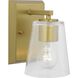 Vertex 1 Light 4.75 inch Brushed Gold Bath Light Wall Light