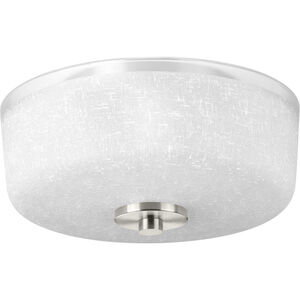 Alexa 2 Light 12 inch Brushed Nickel Flush Mount Ceiling Light in Etched Linen with Clear Top