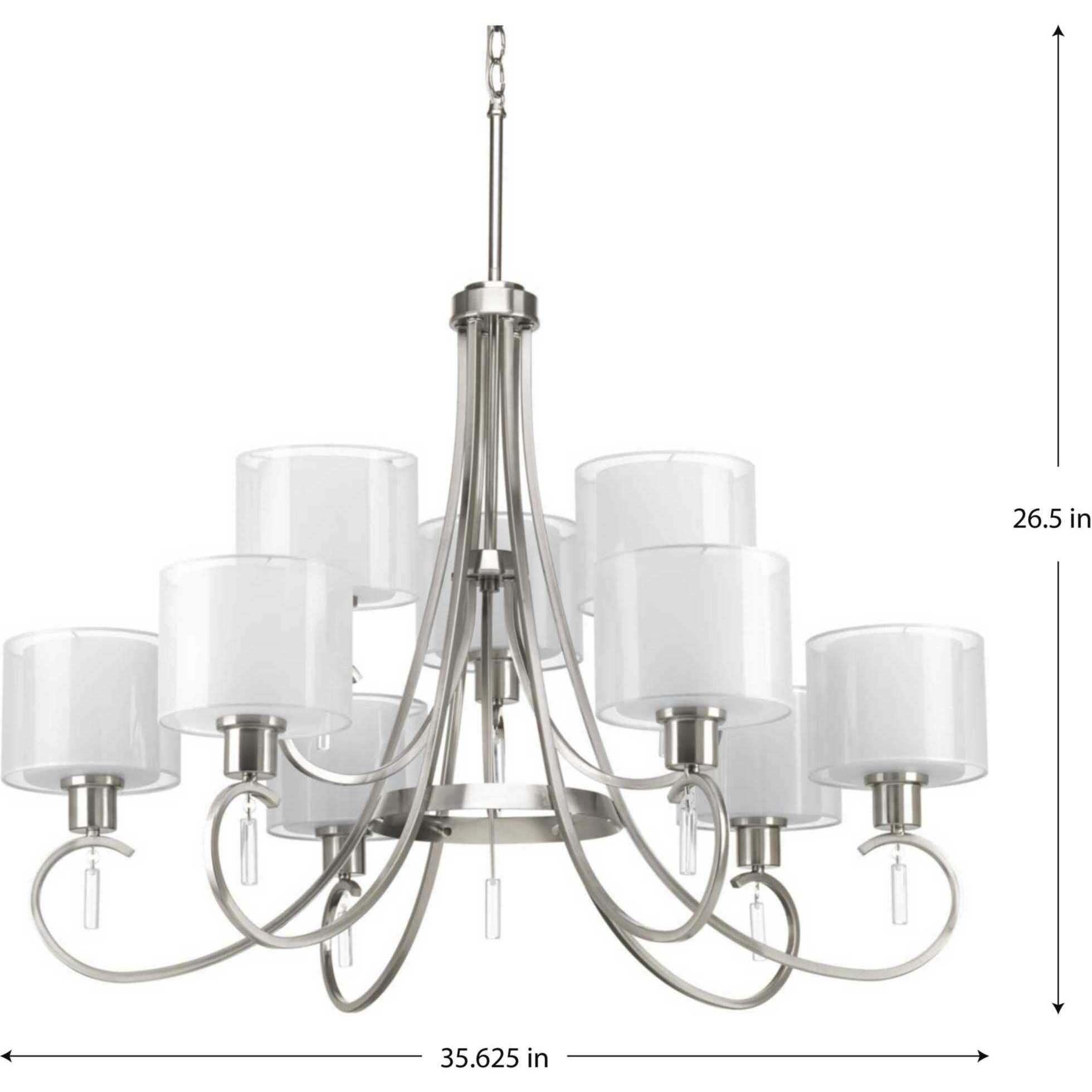 Invite 9 Light 36 inch Brushed Nickel Chandelier Ceiling Light