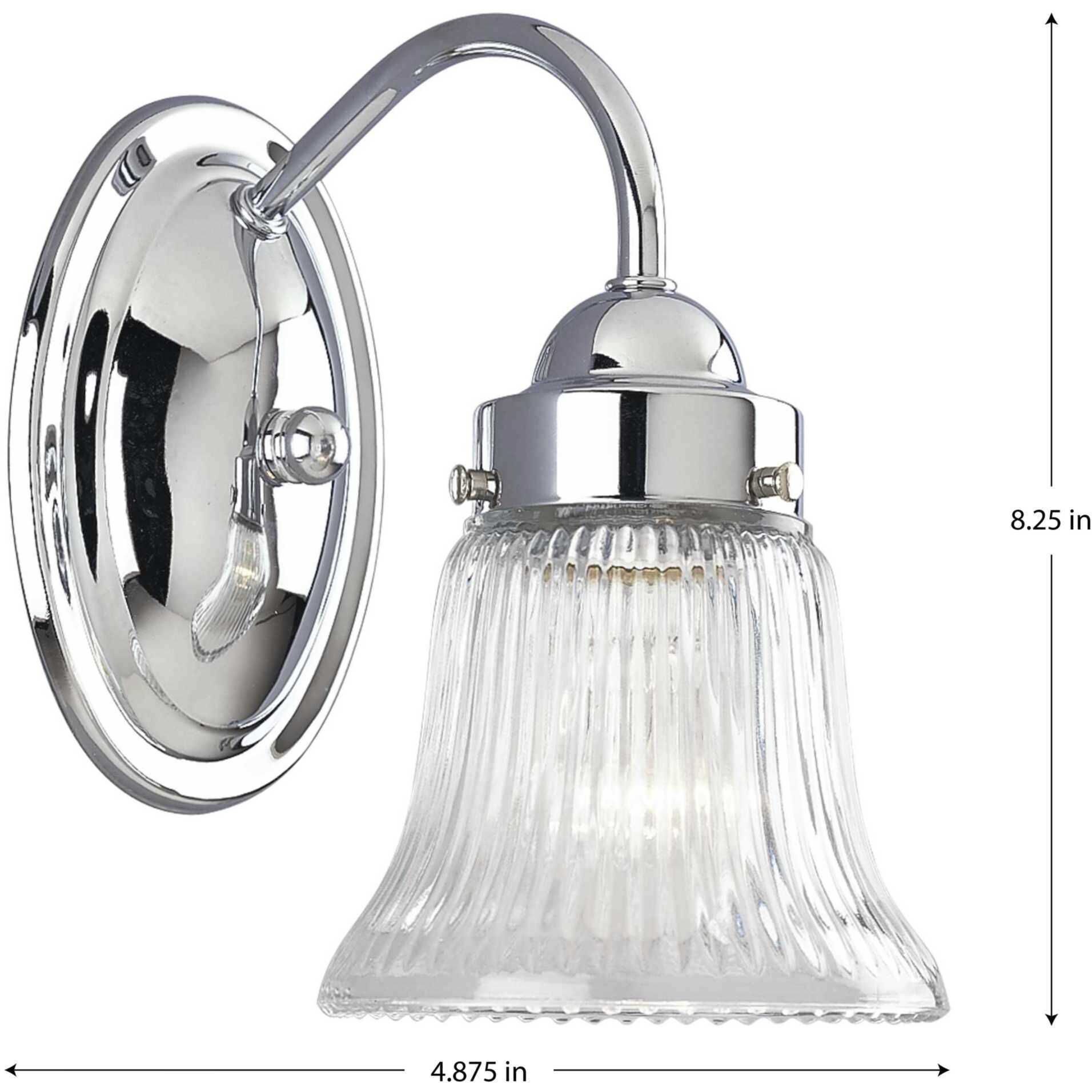 Economy Fluted Glass 1 Light 4.88 inch Polished Chrome Bath Vanity Wall Light in Clear Prismatic
