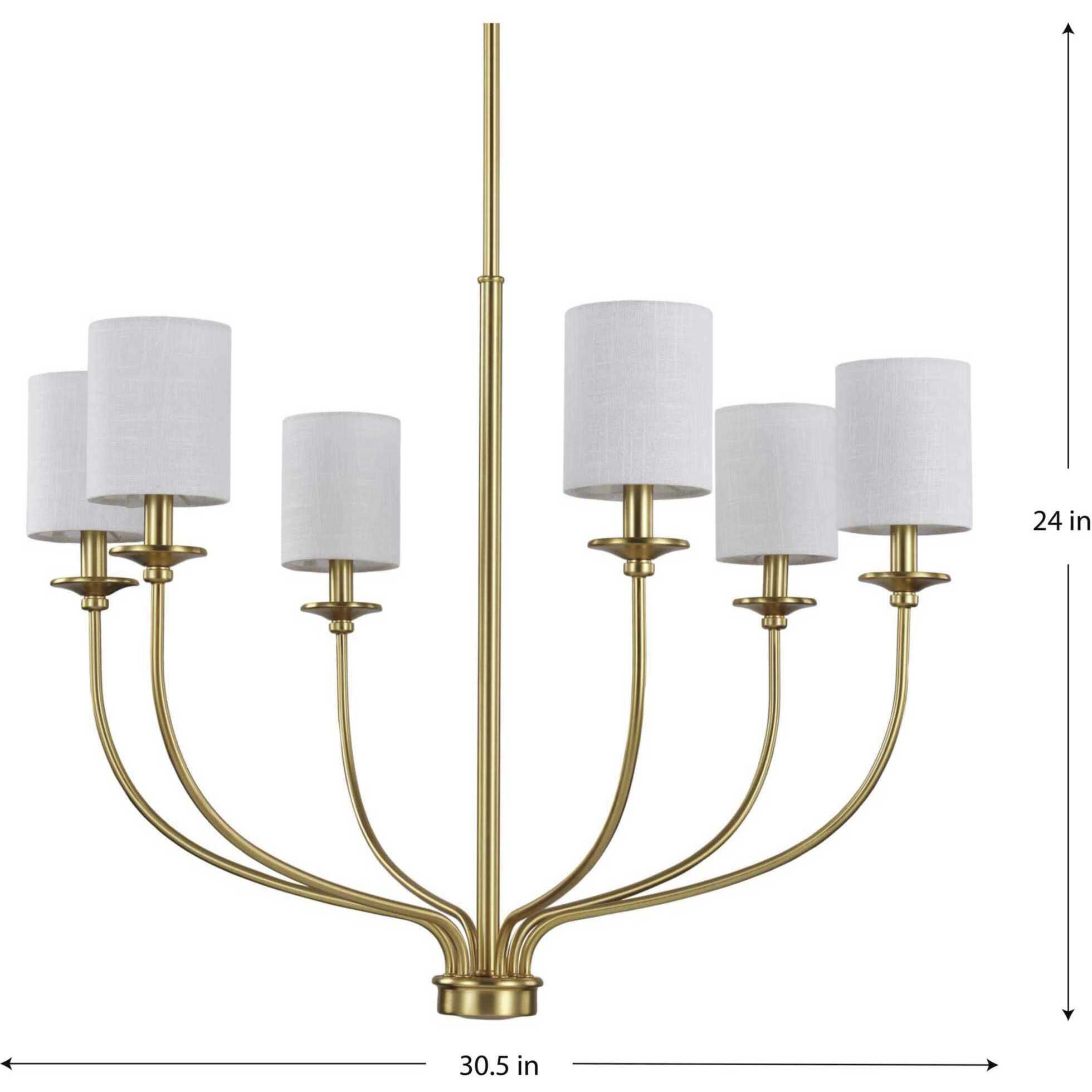 Bonita 6 Light 30.5 inch Satin Brass Foyer Chandelier Ceiling Light, Design Series