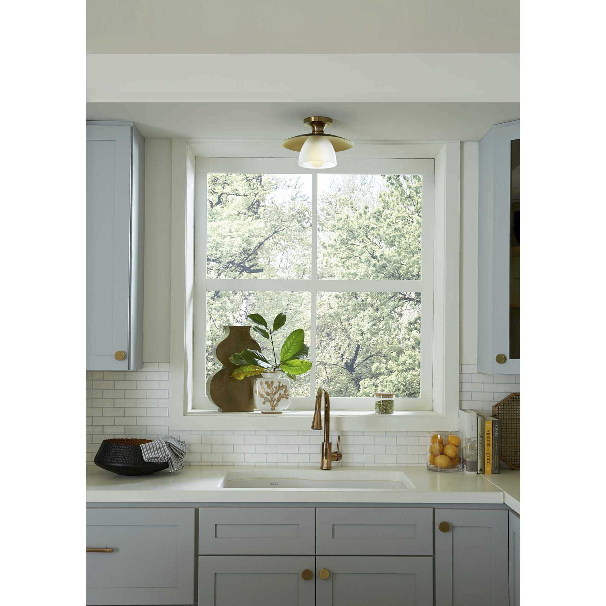 Trimble 1 Light 12 inch Brushed Bronze Semi-Flush Mount Ceiling Light, Design Series