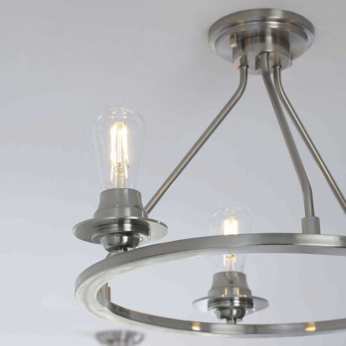 Debut 3 Light 20 inch Brushed Nickel Semi-Flush Mount Convertible Ceiling Light, Design Series