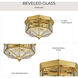 Beveled Glass 3 Light 9.75 inch Polished Brass Flush Mount Ceiling Light
