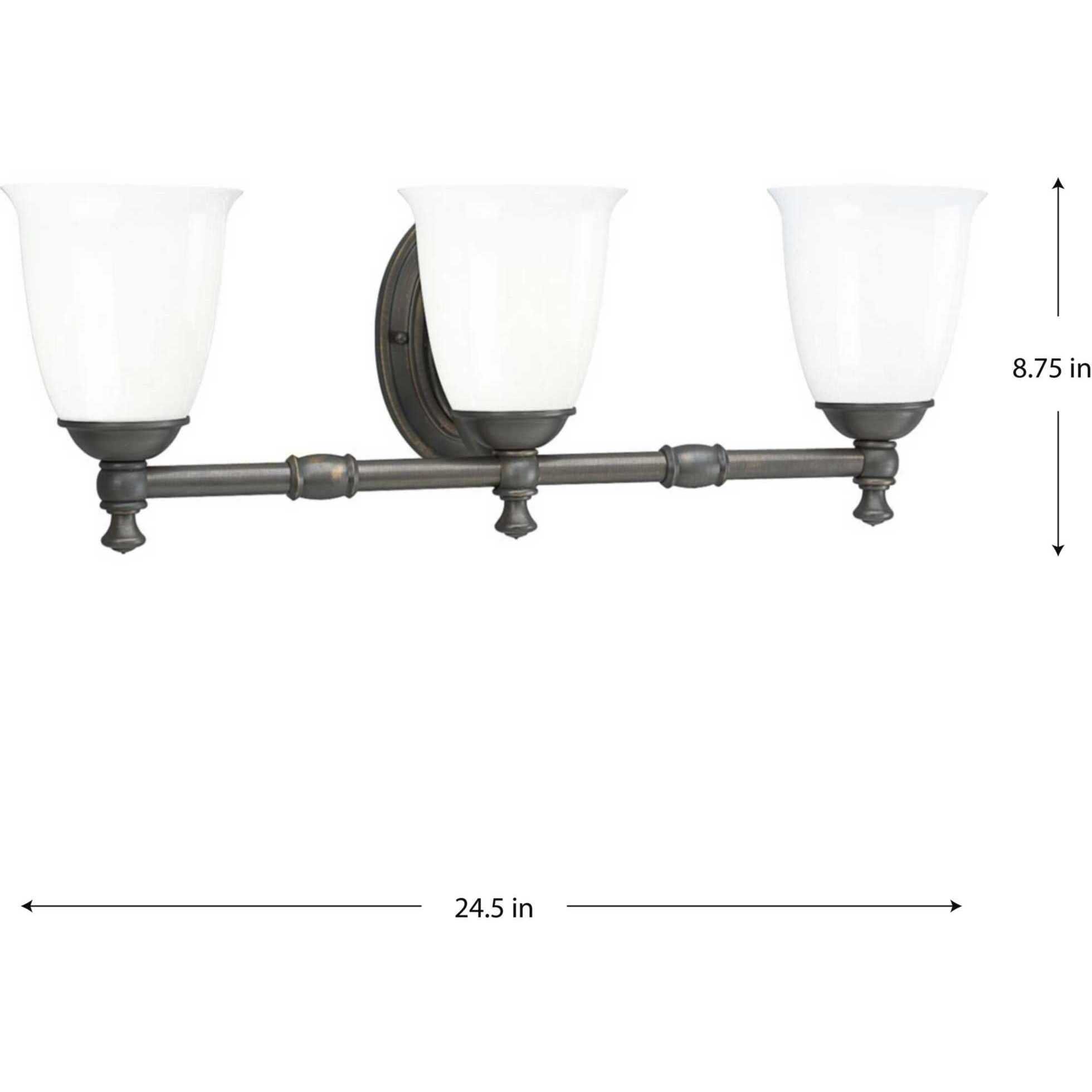Victorian 3 Light 25 inch Venetian Bronze Bath Vanity Wall Light, Delta
