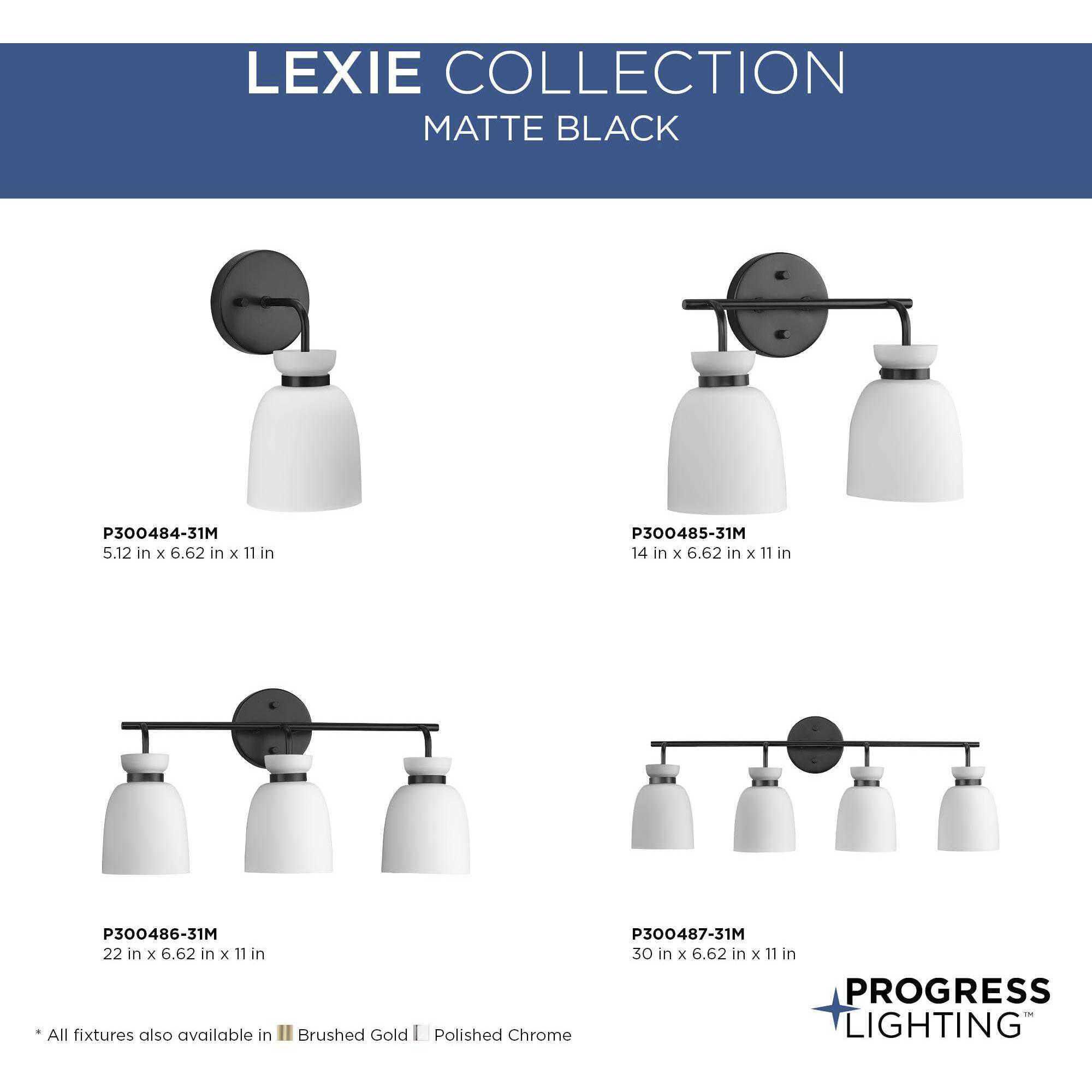 Lexie 3 Light 22 inch Matte Black Bathroom Vanity Light Wall Light
