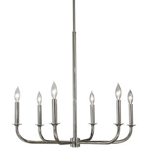 Moderne 6 Light 26 inch Polished Silver Dining Chandelier Ceiling Light