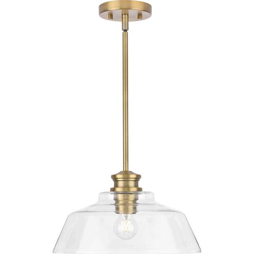 Singleton 1 Light 14 inch Vintage Brass Pendant Ceiling Light