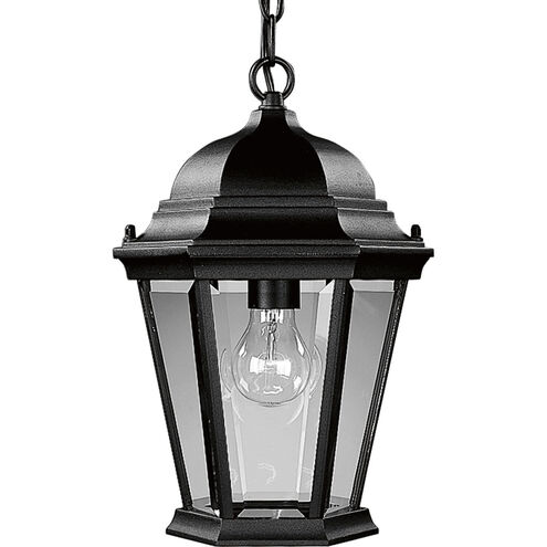 Welbourne 1 Light 9 inch Textured Black Outdoor Hanging Lantern in Clear Beveled, Standard