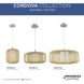 Cordova 1 Light 16 inch Natural Rattan Pendant Ceiling Light, Design Series