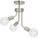Zag 3 Light 10.25 inch Brushed Nickel Chandelier Ceiling Light