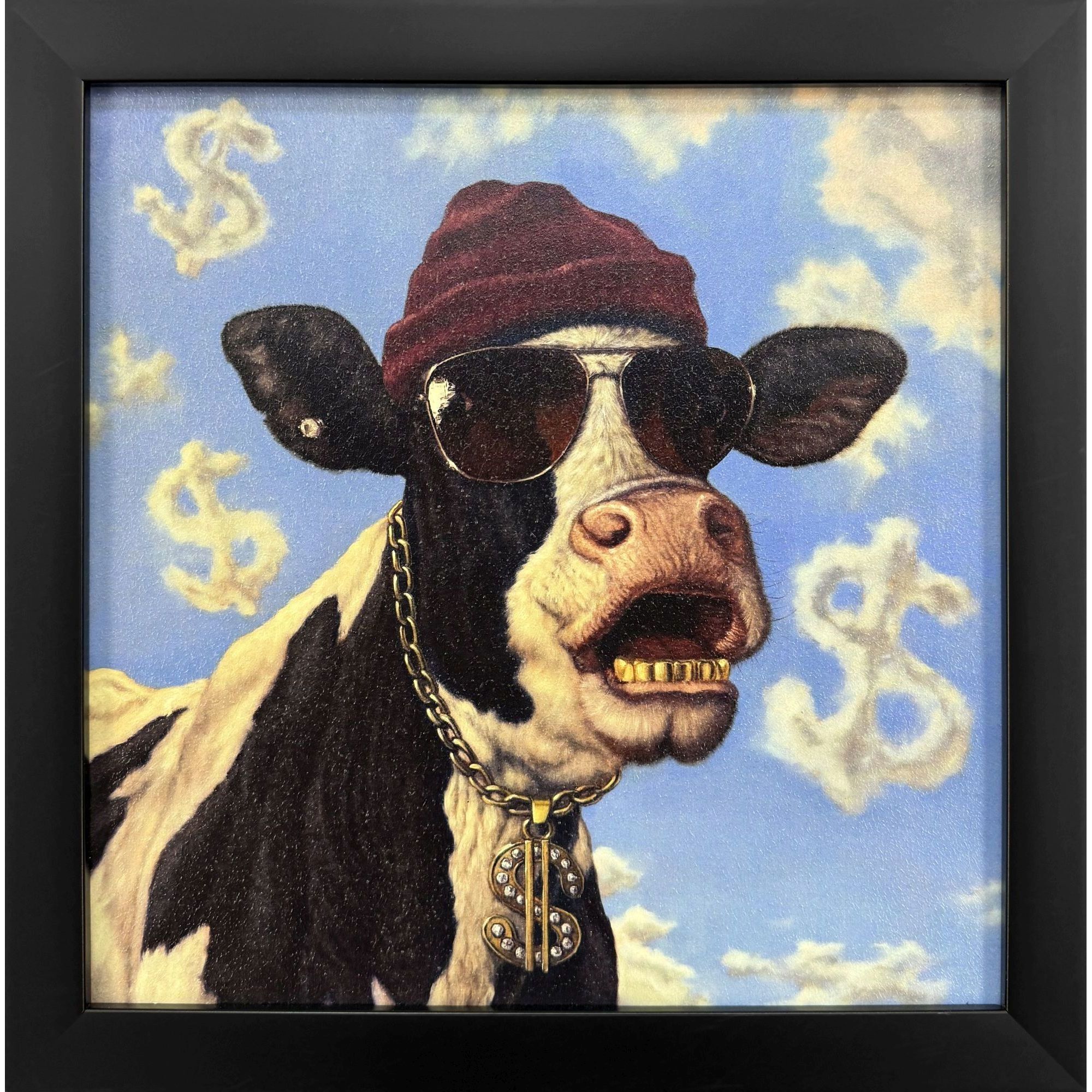 Cash Cow 11 X 11 inch Non-Glass Framed Art, Propac