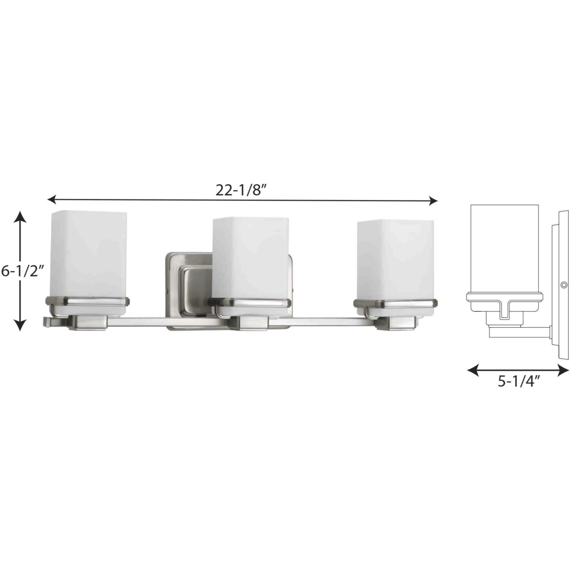 Metric 3 Light 22 inch Brushed Nickel Bath Vanity Wall Light, Design Series