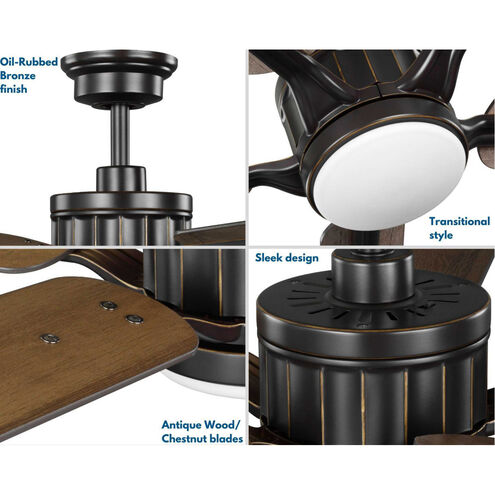 Claret 54 inch Oil Rubbed Bronze with Antique Wood/Chestnut Blades Ceiling Fan