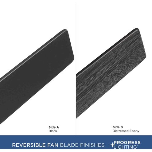 Braden 44 inch Black with Black/Distressed Ebony Blades Hugger Ceiling Fan, Progress LED