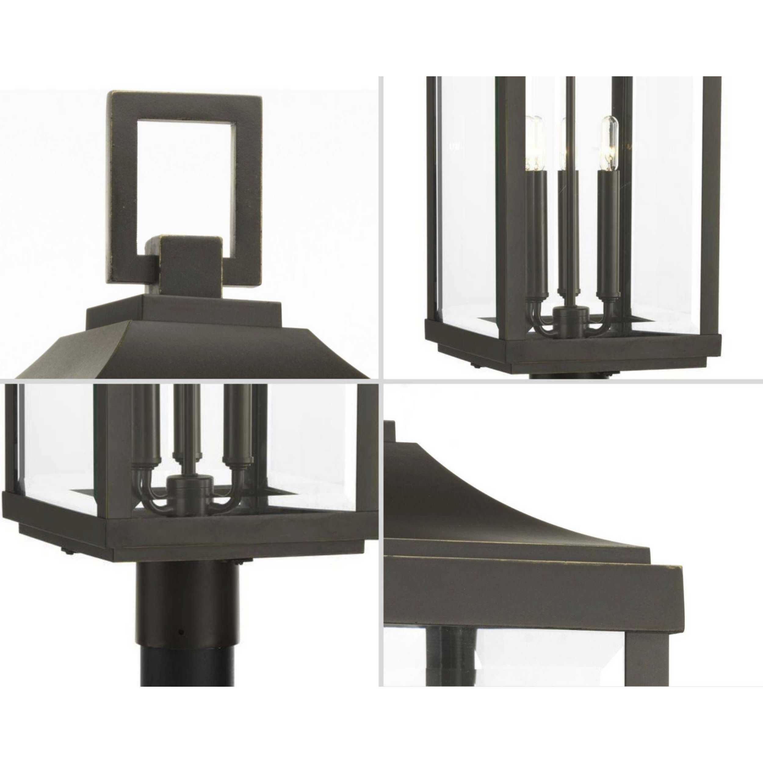 Gibbes Street 3 Light 27 inch Antique Bronze Outdoor Post Lantern, Design Series