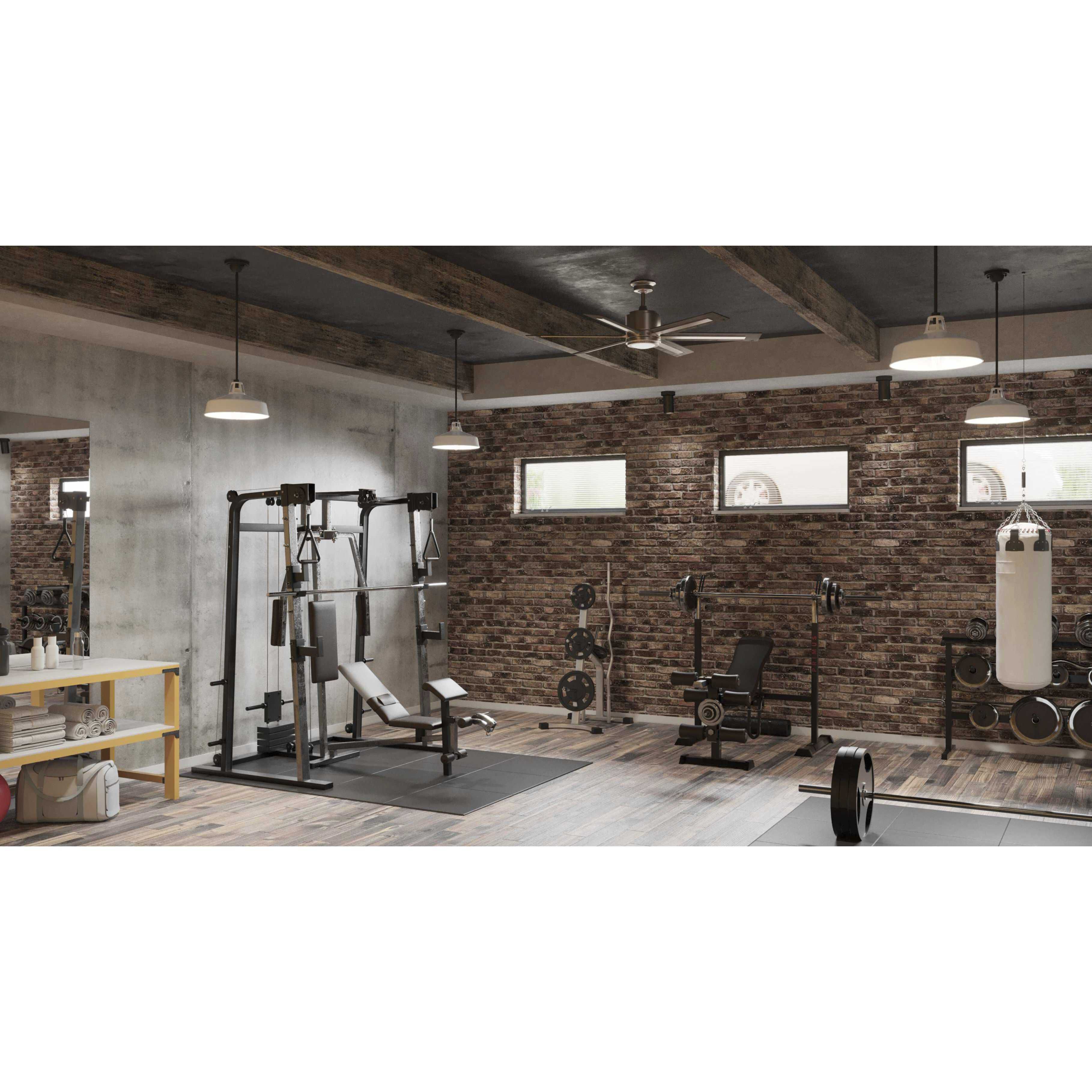 Glandon 60 inch Antique Nickel with Walnut/Driftwood Blades Ceiling Fan, Progress LED