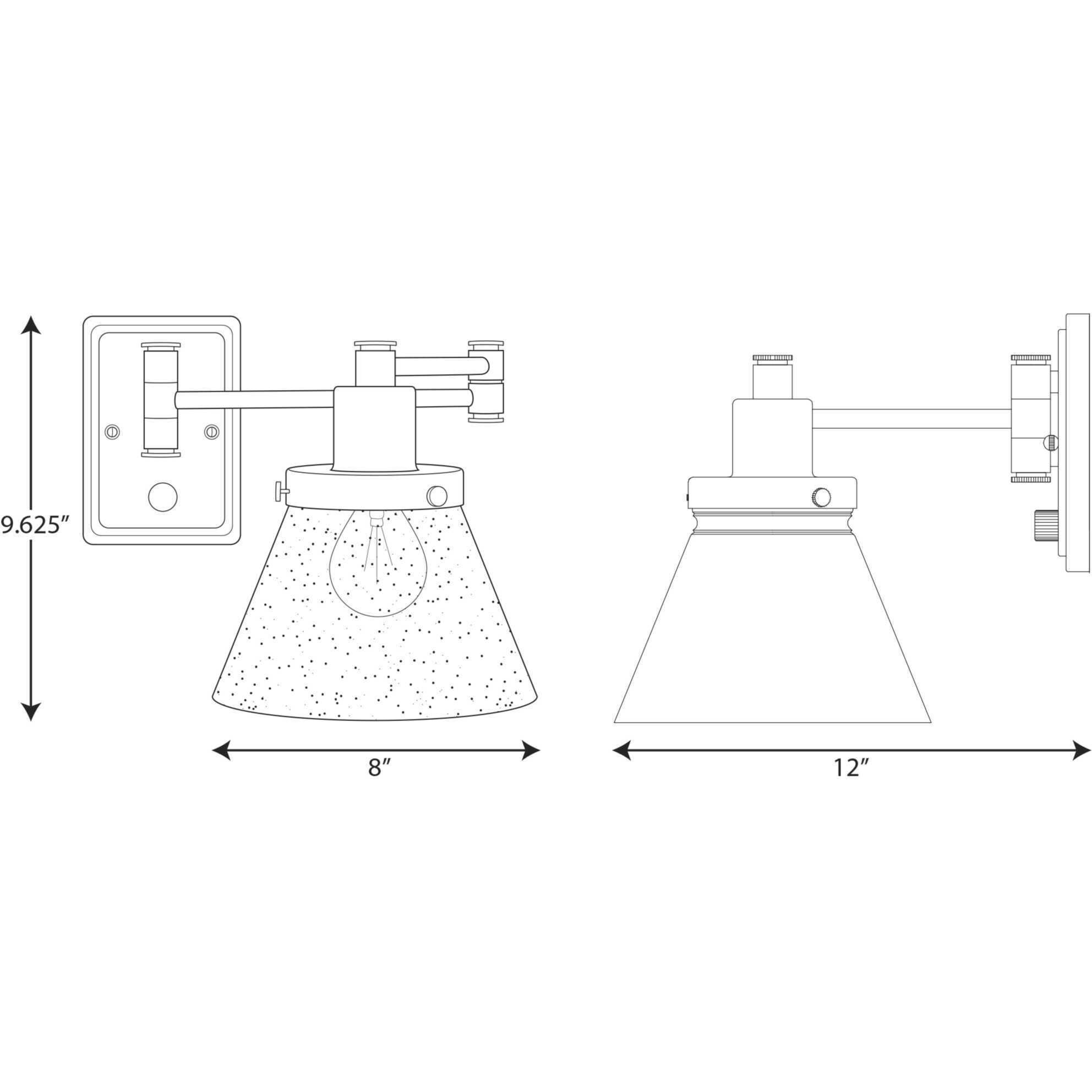 Hinton 12 inch 60.00 watt Vintage Brass Swing Arm Wall Light